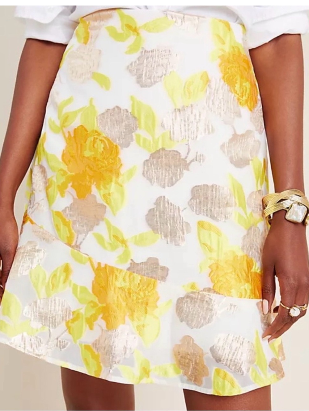 Maeve Anthropologie Flounced Jacquard Mini Skirt 8